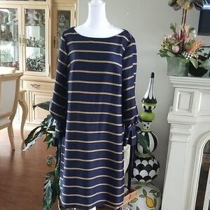 Banana Republic Navy Dress with Gold Stripes